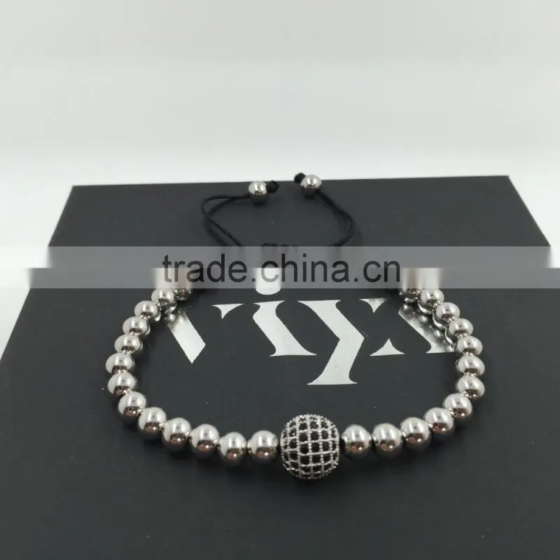 2016 Latest Unisex fashion bracelet Stainless Steel Bead Bracelet 7''