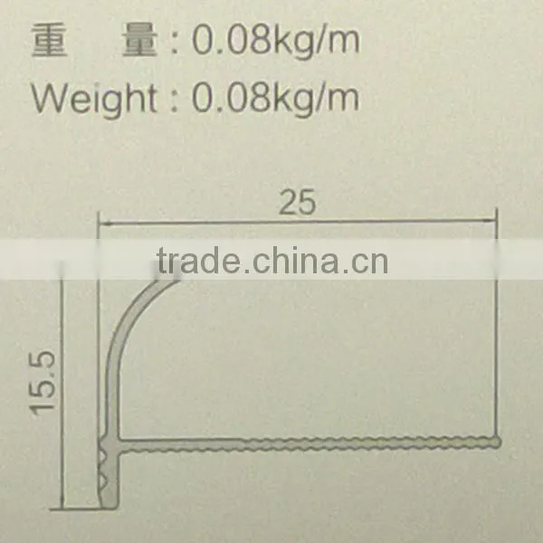 Round Edge Silver Aluminium Trim for Tile