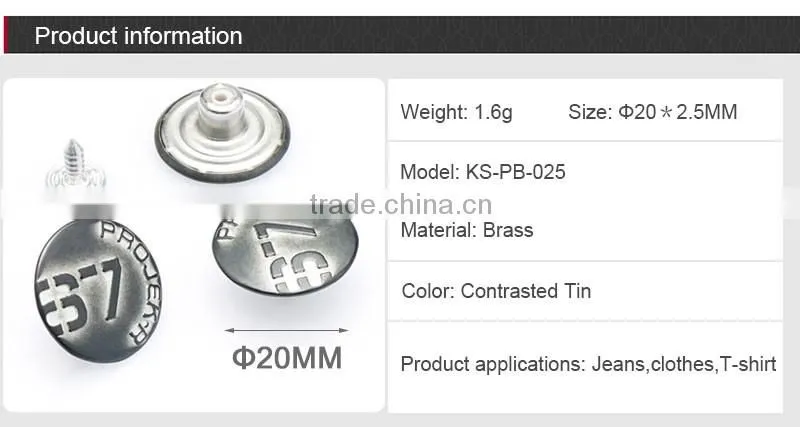 Cheaper Embossed Logo Custom Made Clothing Button