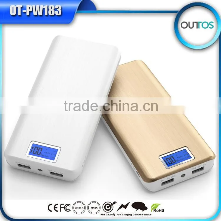 High capacity 16000mah power bank with LCD digital display screen