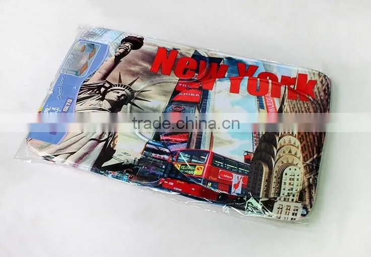 3D digital print 3pcs bath mat