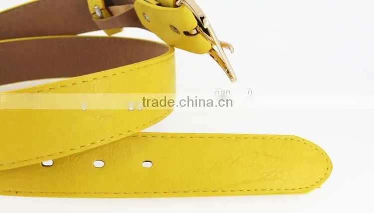 Women's fashion Yellow PU leather belts for jeans with Alloy Buckles in YiWu Factory