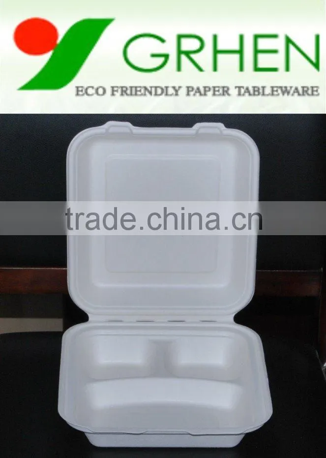 FDA biodegradable eco-friendly disposable food container,food tray,3 compartment food box