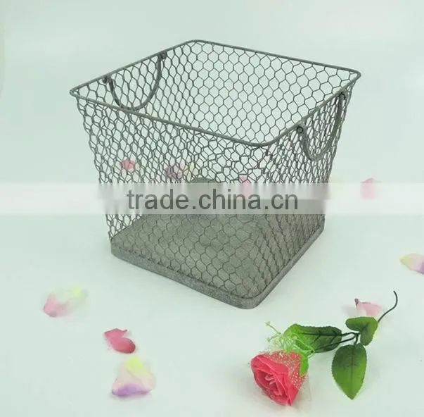 French decorative handmade storage wire basket