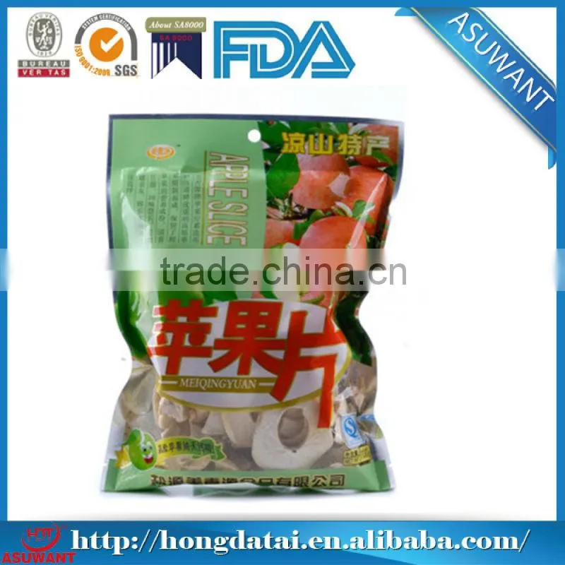 Three side heat seal pouch with clear window and printing for nut