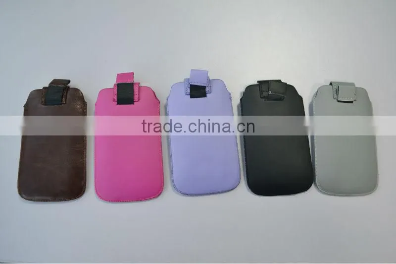 PULL TAB LEATHER POUCH CASE WITH FASTENER