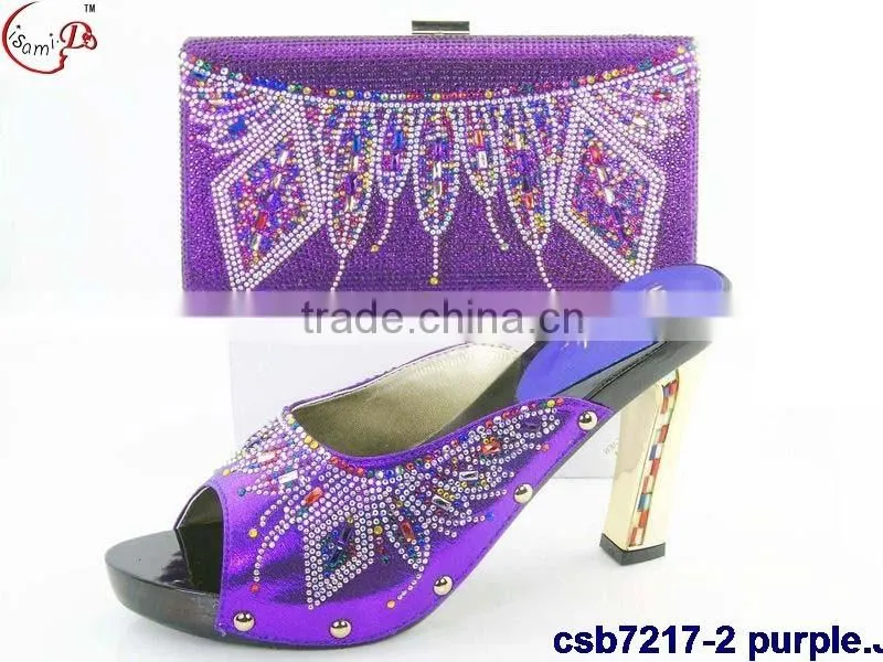CSB7217 Top fashion latest fashion woman italy style high heel shoes and glitter bags