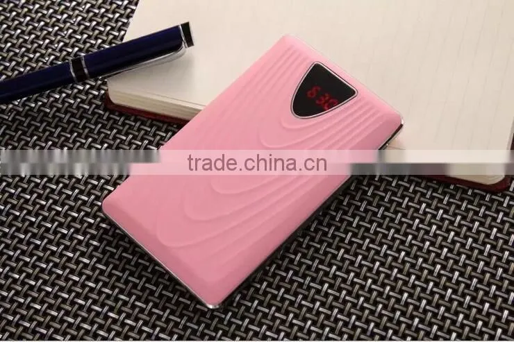 20000mAh capacity 3 usb output dual led lighting digital led screen wave shape design customize logo printing slim power bank