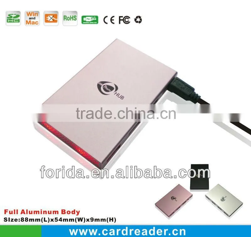 With Red LED light 7 Ports HI-Speed full aluminum USB 2.0 HUB