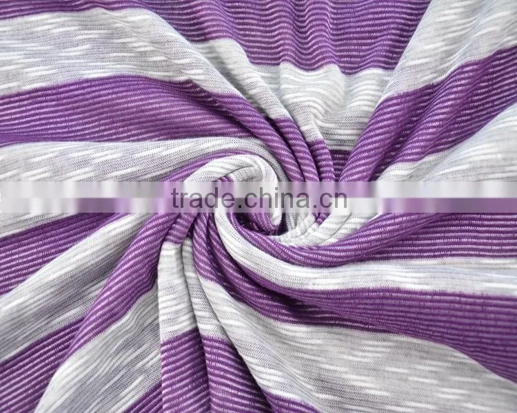 Jiufan Textile 70%Polyester 30%Rayon Hacci Fabric with Slub Soft Touch Stripe Chunky Knitting Fabric for Coating