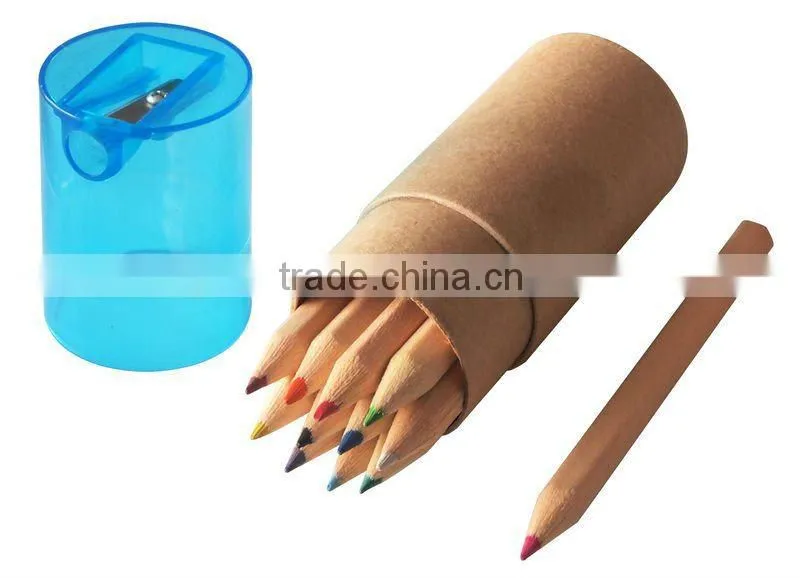 Mini Cheap Natural Portable School Wooden Color Pencils Set with Sharpener for promotion