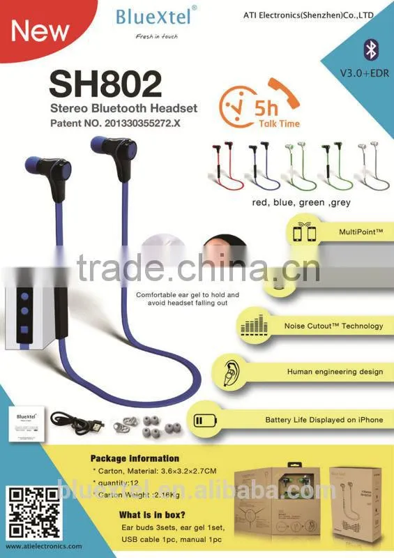 OEM & ODM Wireless Bluetooth V3.0 Stereo Sport Headset