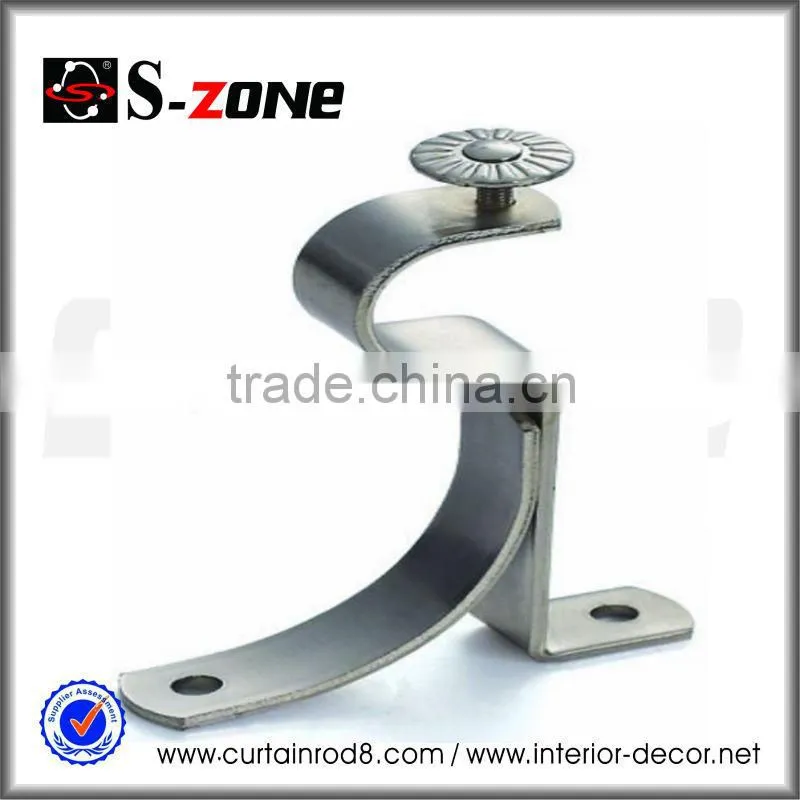 28mm pipe fixed metallic parts stainless steel curtain brackets