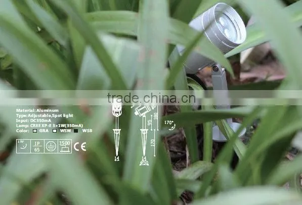 IP65 3 lights garden lighting pole light