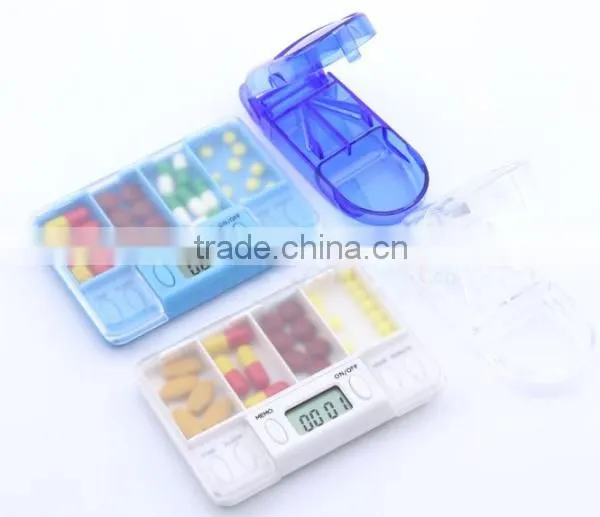 Three Buttons Four Large Compartments Pill Box Timer Countdown Timer with Alarm Function