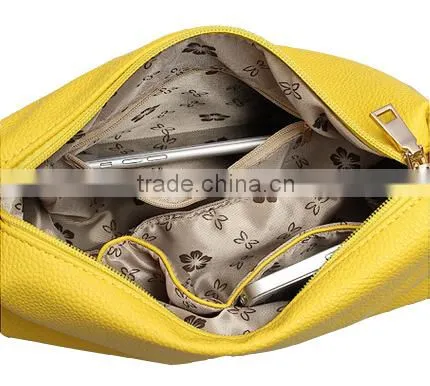 European Style Pure Color Pandent Decorated PU Leather Handbag Satchel Tote