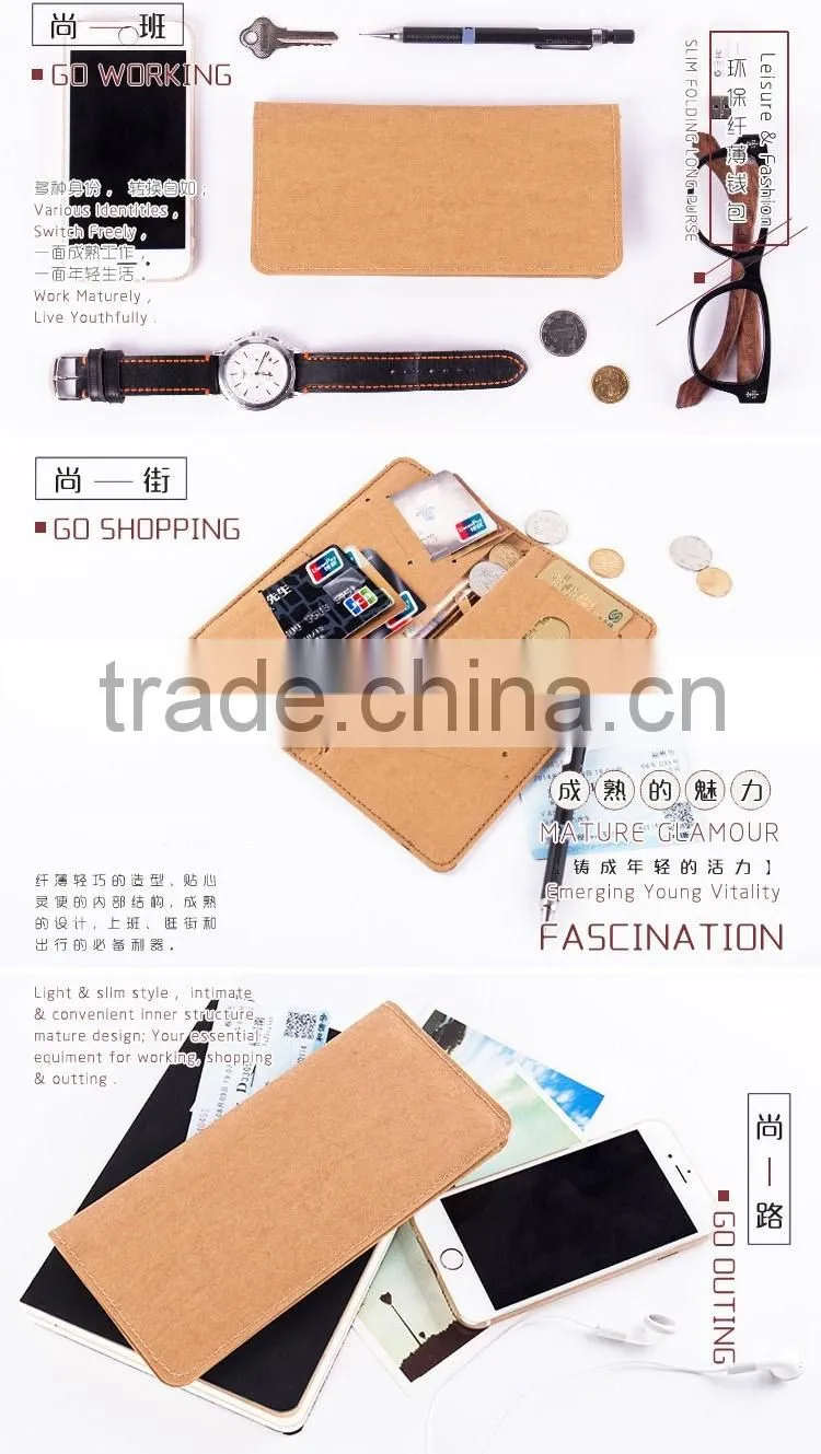 Anti-tearing Washable Kraft Paper Folding Long Wallet With Zipper