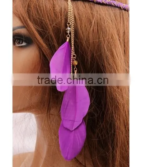 2016 Hot Selling Boho Style Feather Tassels Head Jewelry Hairband
