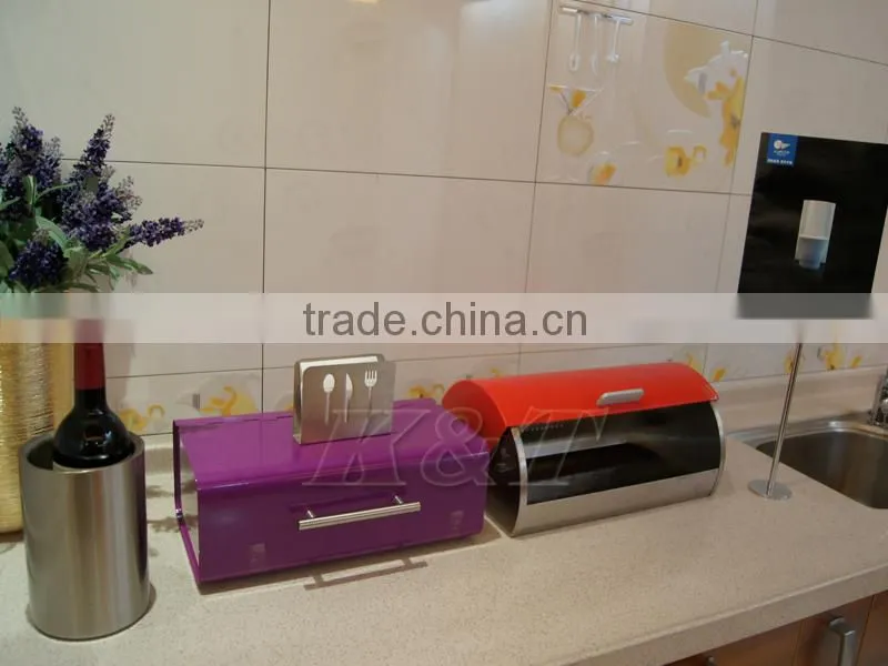 Small modern stainless steel bread box