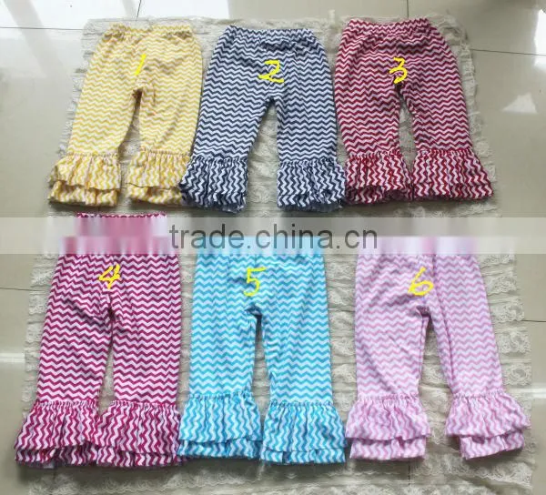 Wholesale baby clothes baby chevron ruffle shirt 100% cotton baby 3/4 ruffle shirts