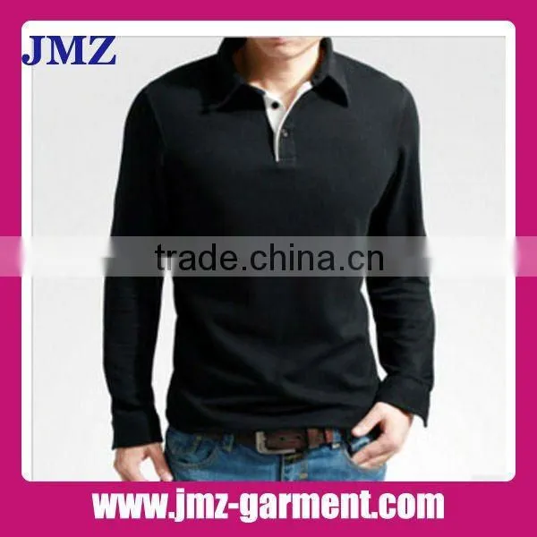 Casual long sleeve marle grey polo shirt