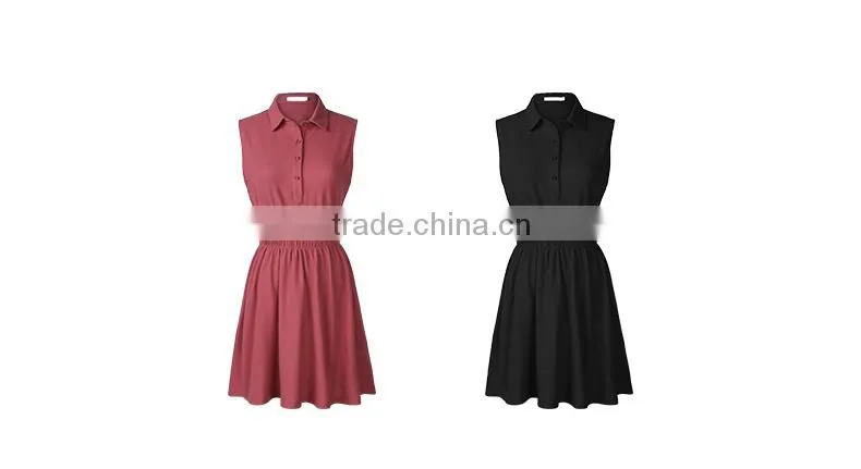 2016 new women's clothing han edition to collect waist short sleeve POLO collar single-breasted women dress