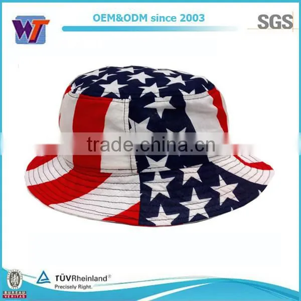Hot sell and fashional american flag print pattern bucket hat