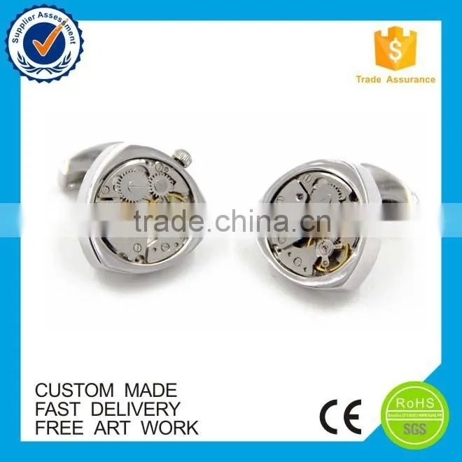 High end custom men's watch movement cufflinks