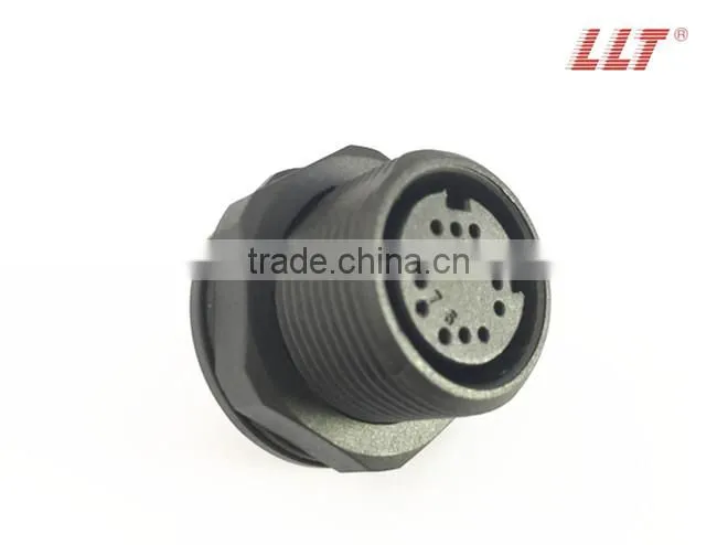 12 pole front panel mount female pin waterproof cable connector