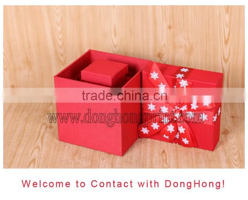 Different sizes of red nested luxury jewelry box