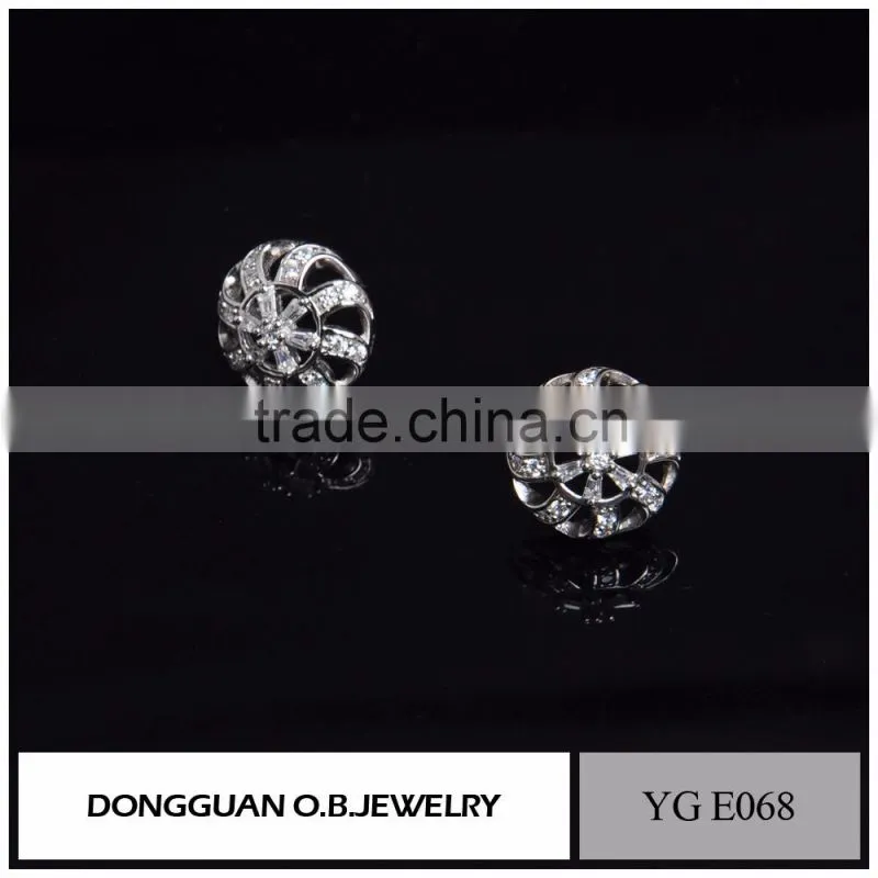 Top Quality Wedding Jewelry Real Silver Plating Diamond Stud Earring For Women