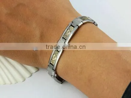 New high quality mens bracelets gold link style with magnet