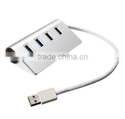 Top grade usb por hub suppliers, Aluminum 4 port usb 3.0 hub (30" cable)