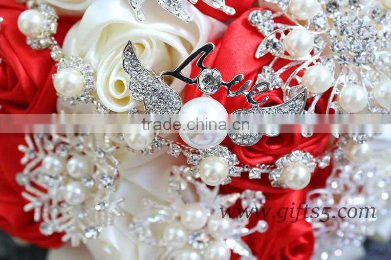 Gorgeous red wedding bouquet crystal bouquet jewelry