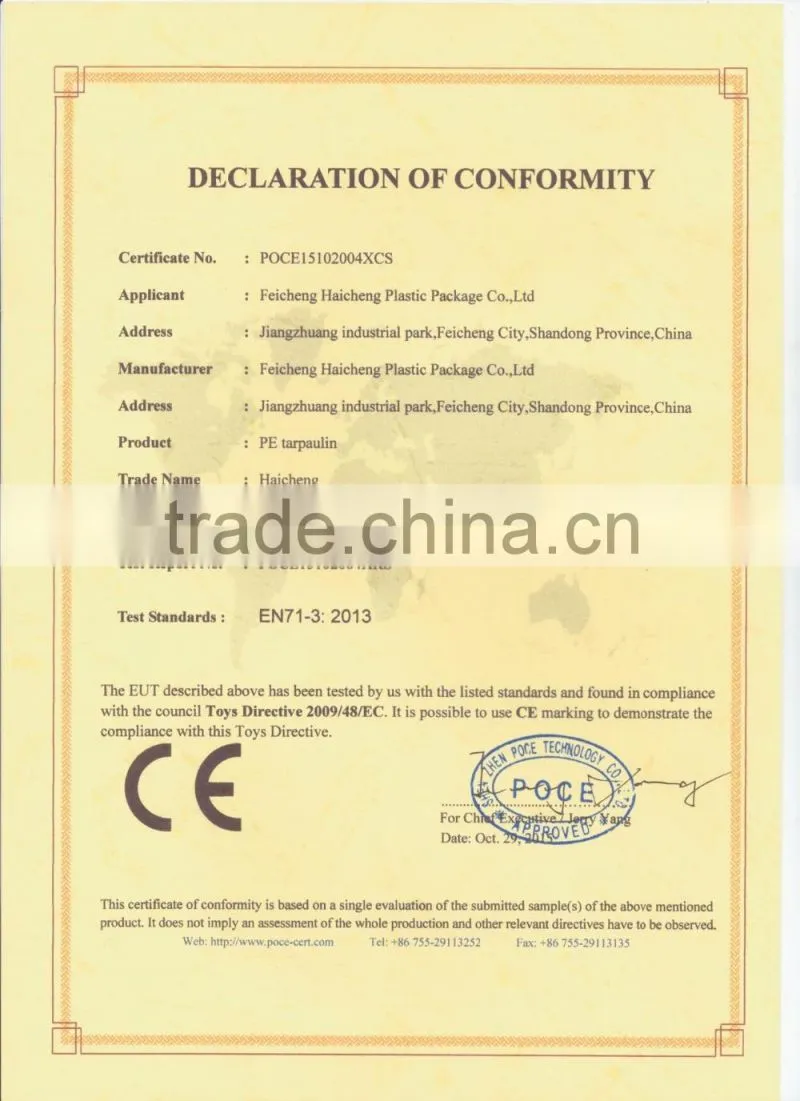 CE Approved HDPE+LDPE Tarpaulin Tarps