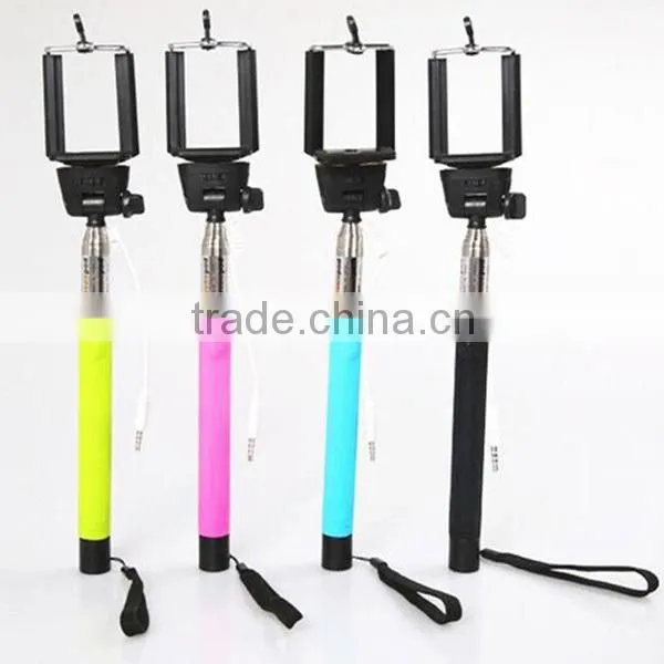 Hot sale colorful wireless monopod bluetooth selfie stick for smart phone