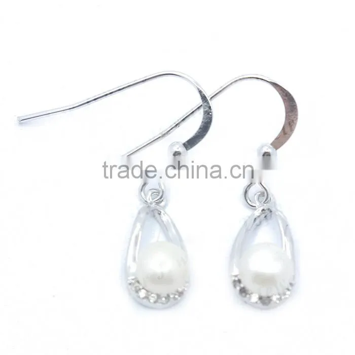 925 sterling silver jewelry wholesale fishhook large pearl drop earring