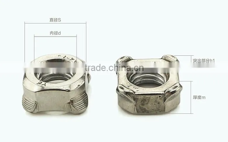 Stainless steel DIN929 DIN928 hex weld nuts/ square weld nut