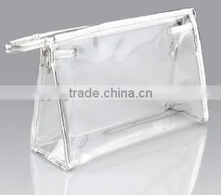 Clear transparent waterproof zippper plastic cosmetic bag