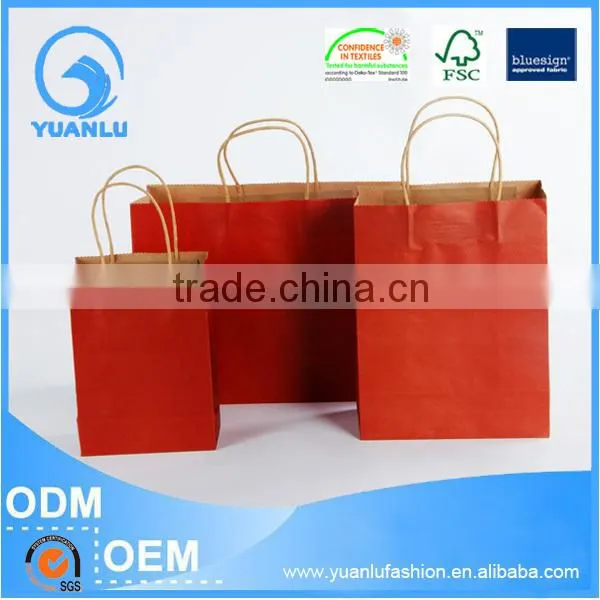 HOT new year colorful cheap kraft paper bags with handles wholesale