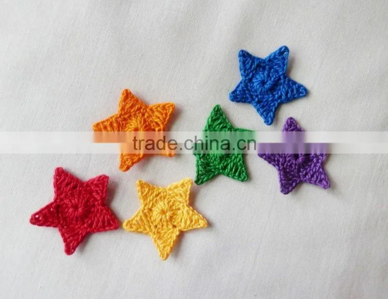 Crochet Multicolor Star Appliques,Supplies,Sewing