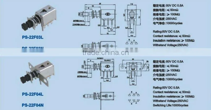 PS-22F07 straight key Push switch
