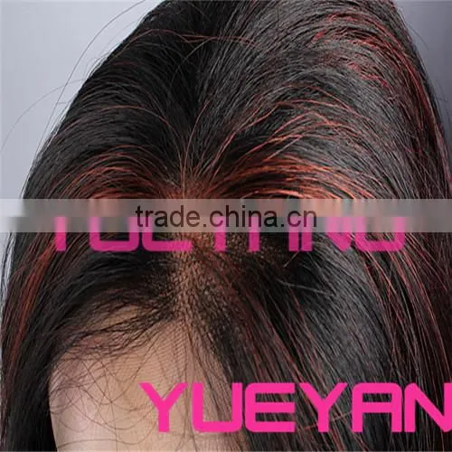 50cm long high quality middle part black and auburn lace front wigs
