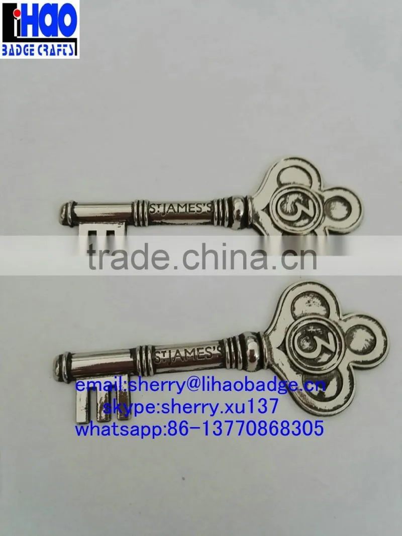souvenir metal antique color key,zinc alloy die casting key shape tag