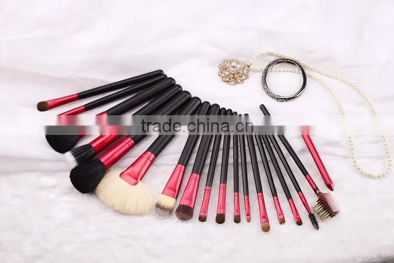 High quality 18pcs red makeup brush set,stock product with factory price