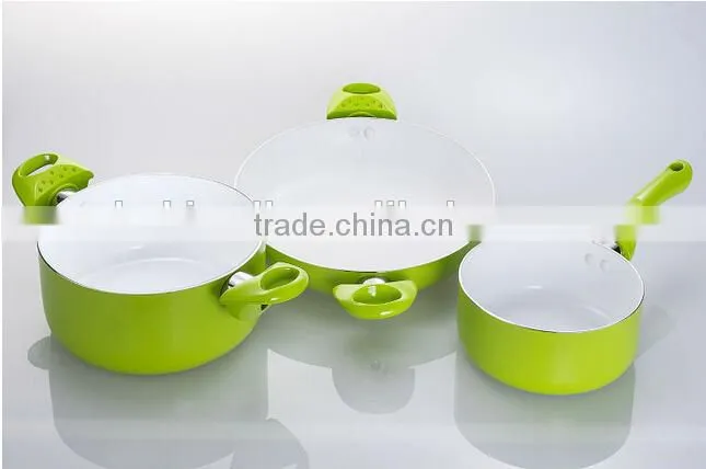 White ceramic aluminum cookware set