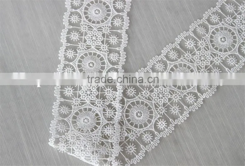 high quality 100% polyester circles embroidery designs flower lace