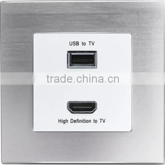 2016 new design IVOR aluminum uk usb wall socket with 2 usb port good reputation cool south africa wall socket switch