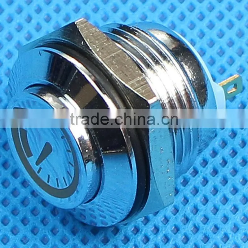 16mm high round metal push button switches