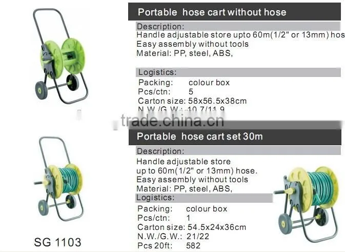 retractable hand hose reel with 15M pvc garden hose